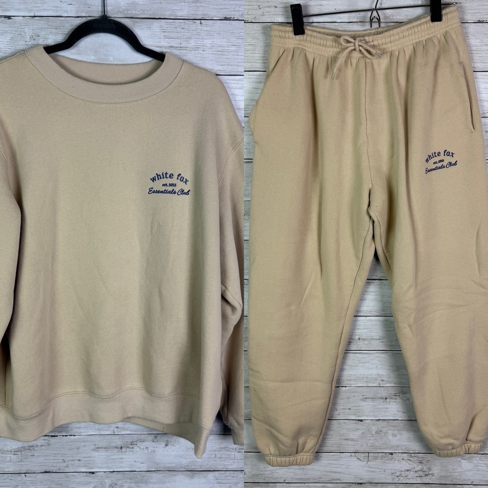 White Fox Essentials Club Beige Sweat Set
